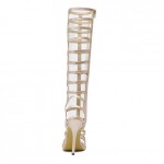 Gold Metallic Thin Strappy Straps Gladiator Boots Stiletto High Heels Sandals Shoes