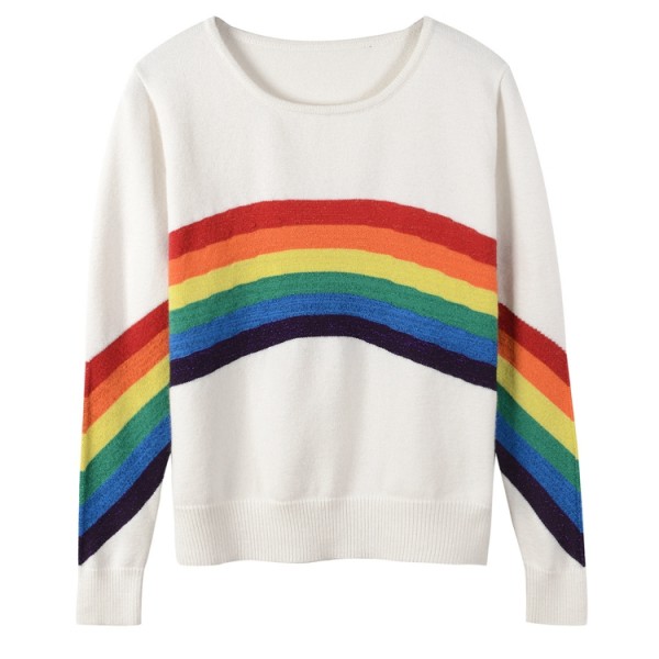 White Rainbow Long Sleeves Sweater Sweatshirt
