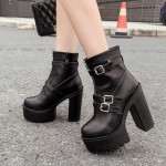 Black Lace Up Platforms Punk Rock Chunky Heels Boots Creepers Shoes