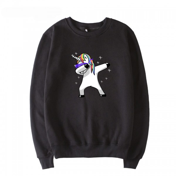 Black Rainbow Funky Dance Unicorn Cartoon Long Sleeves Sweatshirt