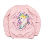 Pink Rainbow Shining Unicorn Cartoon Long Sleeves Sweatshirt