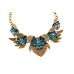Gold Wings Blue Bohemian Gemstones Diamante Glamorous  Necklace