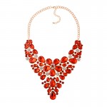 Red Colorful Fancy Crystals Gemstones Glamorous Flowers Floral Necklace