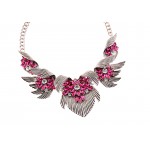 Gold Wings Pink Bohemian Gemstones Diamante Glamorous Necklace