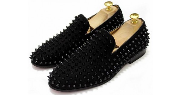 mens black spiked dress shoes