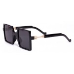Black Sqaure Rectangular Polarized Mirror Lens Sunglasses 