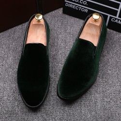 Green Velvet Mens Oxfords Flats Loafers Dress Shoes