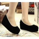 Black Velvet Suede Platforms Ballets Ballerina Flats Loafers Shoes