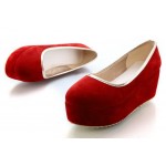 Red Velvet Suede Platforms Ballets Ballerina Flats Loafers Shoes