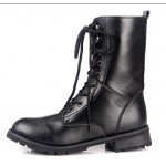 Black Lace Up High Top Military Combat Boots