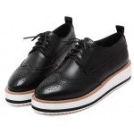 Black Leather Lace Up Baroque Platform Oxfords Shoes Sneakers