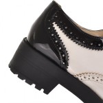 White Black Patent Leather Lace Up Platforms Oxfords Shoes