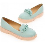 Blue Pink Pastel Chain Ballets Ballerina Flats Loafers Shoes