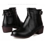 Black Leather Punk Rock Ankle Cosplay Chelsea Boots Shoes
