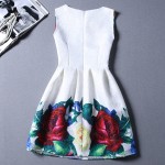White Love Roses Sleeveless A Line Skater Mini Party Cocktail Skirt Dress