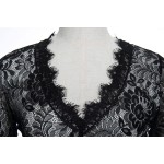 Black Sexy Lace Long Sleeves Goddess Cocktail Bridal Mermaid Tail Maxi Dress Gown