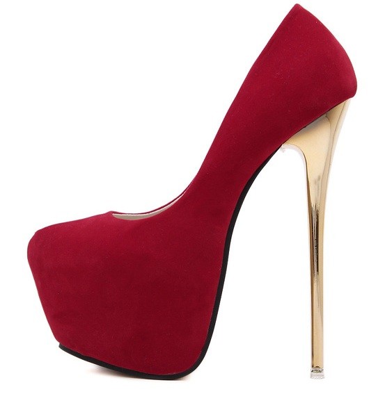 Red Suede Stage Platforms Gold Stiletto High Heels Shoes