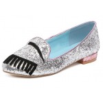 Silver Sequins Eyes Eyelash Bling Bling Loafers Flats Shoes