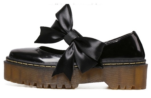 black patent loafers with bow