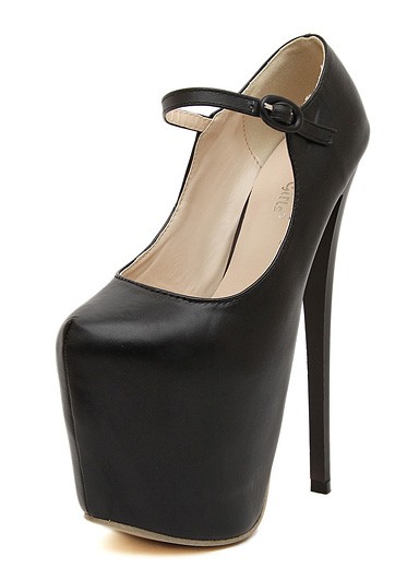 Black Mary Jane Platforms Stiletto Super High Heels Shoes