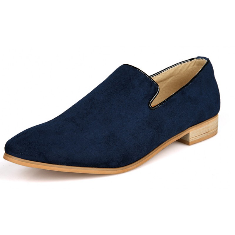 Blue Navy Suede Mens Oxfords Flats 