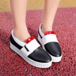 Black Red White Platforms Sole Hidden Wedges Womens Sneakers Loafers Flats Shoes