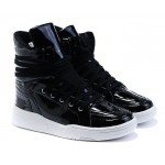Black Patent High Top Lace Up Punk Rock Sneakers Mens Shoes