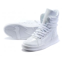 White Patent High Top Lace Up Punk Rock Sneakers Mens Shoes