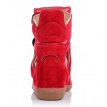 Red High Top Velcro Tapes Hidden Wedges Sneakers Shoes