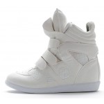 White High Top Velcro Tapes Hidden Wedges Sneakers Shoes