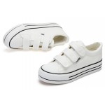 White Canvas Platforms Velcro Casual Sneakers Flats Loafers Shoes