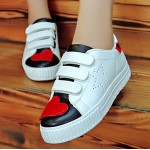 White Black Red Heart Star Velcro Flats Sneakers Tennis Shoes