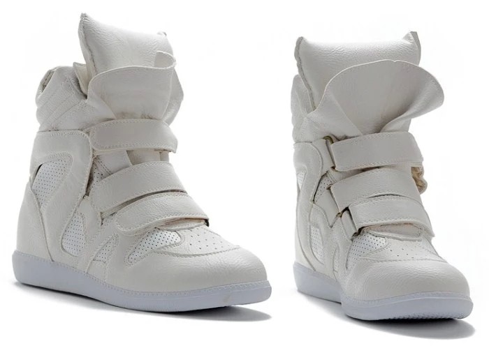 White High Top Velcro Tapes Hidden Wedges Sneakers Shoes