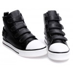 Black Velcro Platforms Sole High Top Womens Sneakers Loafers Flats Shoes