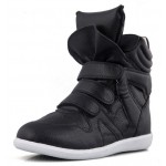 Black White High Top Velcro Tapes Hidden Wedges Sneakers Shoes
