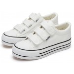 White Canvas Platforms Velcro Casual Sneakers Flats Loafers Shoes