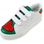 White Green Red Heart Star Velcro Flats Sneakers Tennis Shoes
