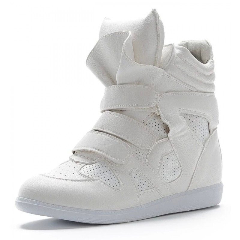 white velcro platform sneakers