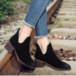 Black Suede Vintage Grunge Point Head Ankle Chelsea Boots Shoes
