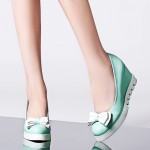 Green Mint Pastel Bow Point Head Platforms Wedges Ballerina Ballet Flats Shoes