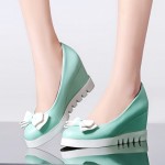 Green Mint Pastel Bow Point Head Platforms Wedges Ballerina Ballet Flats Shoes