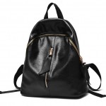 Black Giant Gold Zipper Soft Lambskin Vintage School Funky Bag Backpack