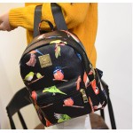 Black Colorful Songing Birds Mini Backpack Bag
