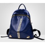 Blue Black Red Hexagonal Studs Vintage School Funky Bag Backpack