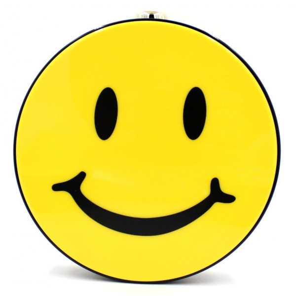 Yellow Happy Face Emoji Harajuku Round Arcylic Evening Clutch Bag Purse Jewelry Box