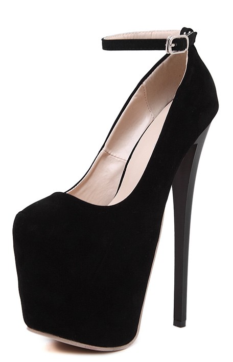 black stiletto high heel shoes