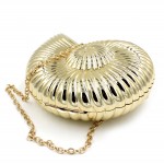 Gold Silver Swirl Seashells Shells Arcylic Evening Clutch Bag Purse Jewelry Box