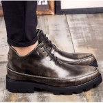 Brown Cleated Sole Punk Rock Lace up Dappermen Mens Oxfords Shoes Boots