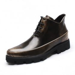 Brown Cleated Sole Punk Rock Lace up Dappermen Mens Oxfords Shoes Boots