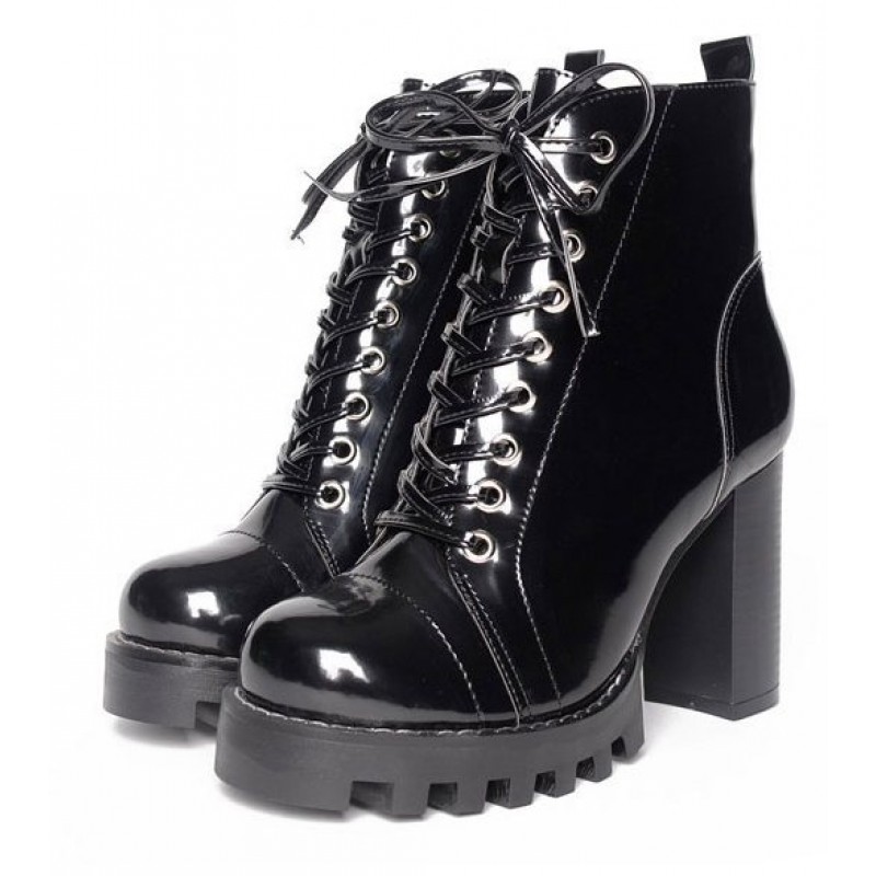black patent high heels
